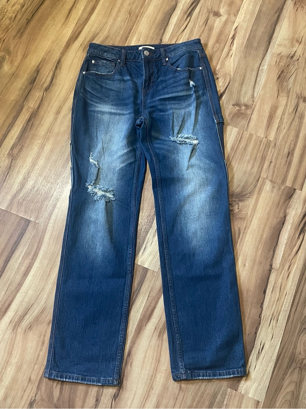 Cleo + Wolf Blue Denim Carpenter Straight Leg Utility Jeans Women's Size 28 x 32